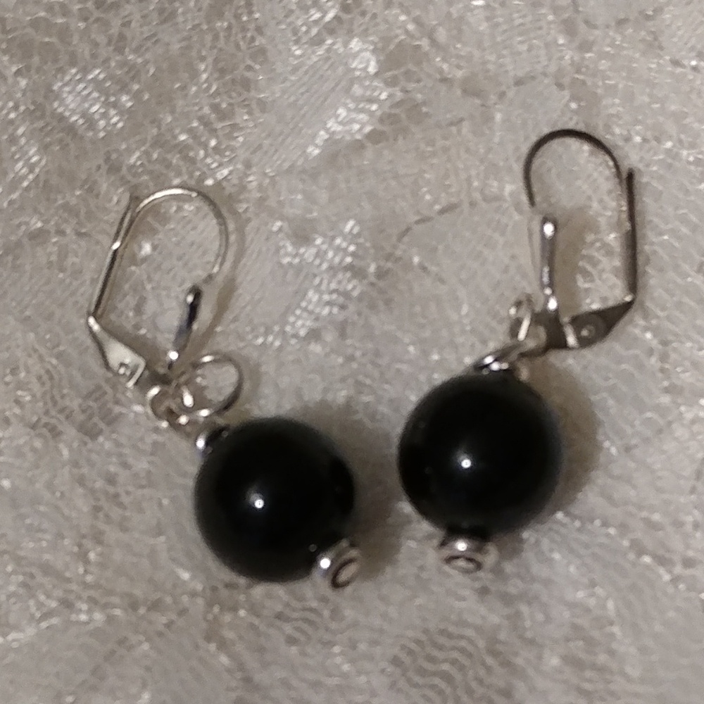 Handcrafted black and silver dangle earrings